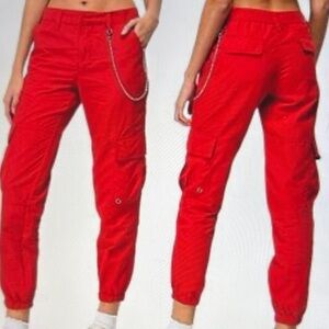 NWT Ninth Hall Red Talia Cargo Joggers Size 7